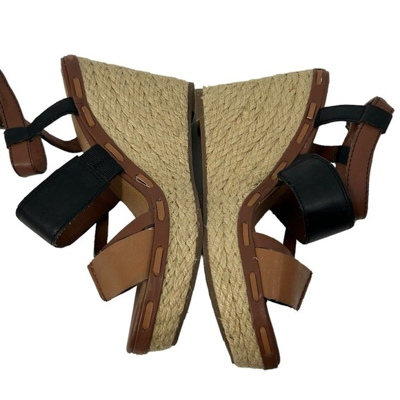 Victor Alfaro Women Brown Leather Wedge Heel Sandals Size 7.5 Note Flaw - Picture 9 of 16